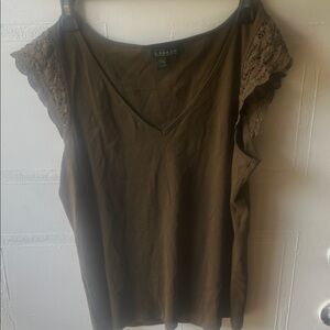 Ralph Lauren Brown Lace Sleeve Blouse